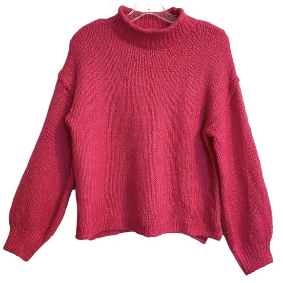 Abound Pullover Sweater Size Small Pink Mock Neck Casual Barbie Core Lon… - Picture 1 of 8